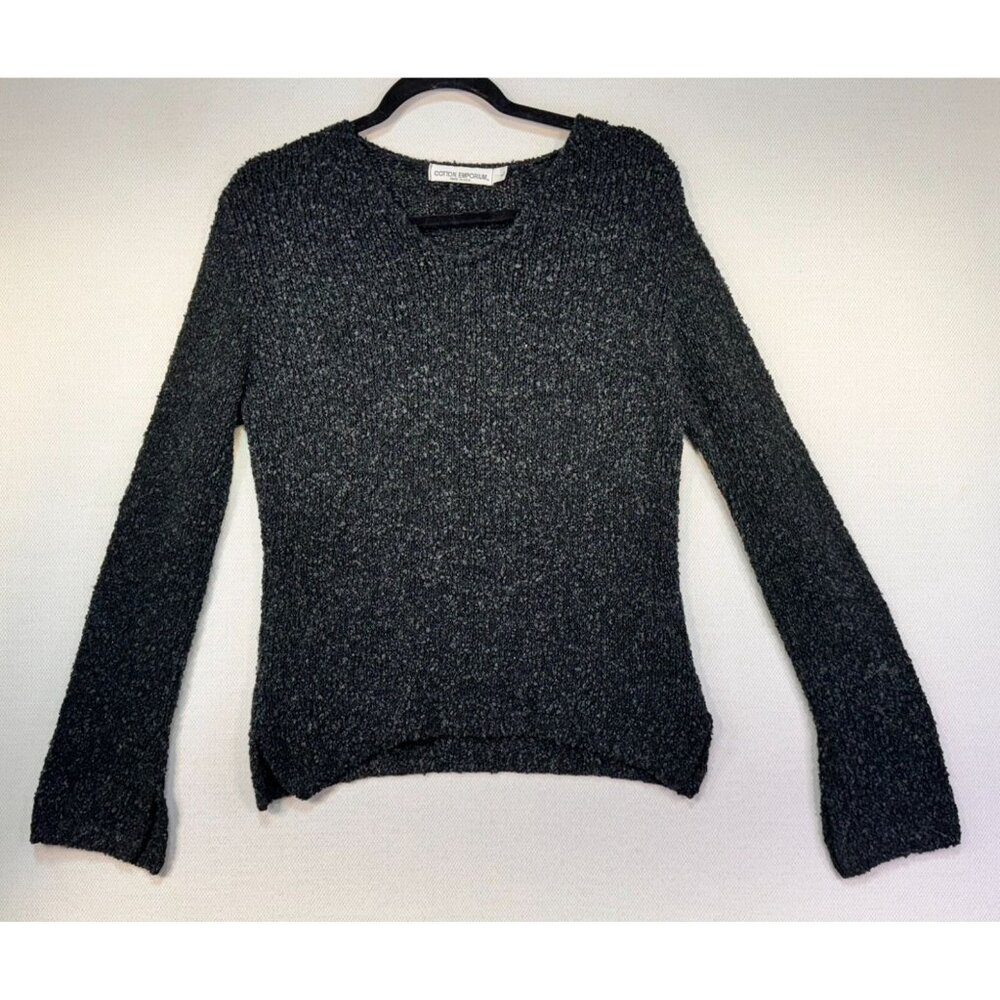 Cotton Emporium Womens Long Sleeve Knit Sweater Large Dark Gray
